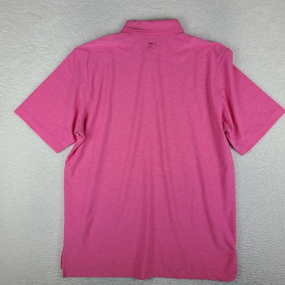 Foot Joy Polo Shirt Mens Large Pink Heathered Performance FJ Golf Short Sleeve